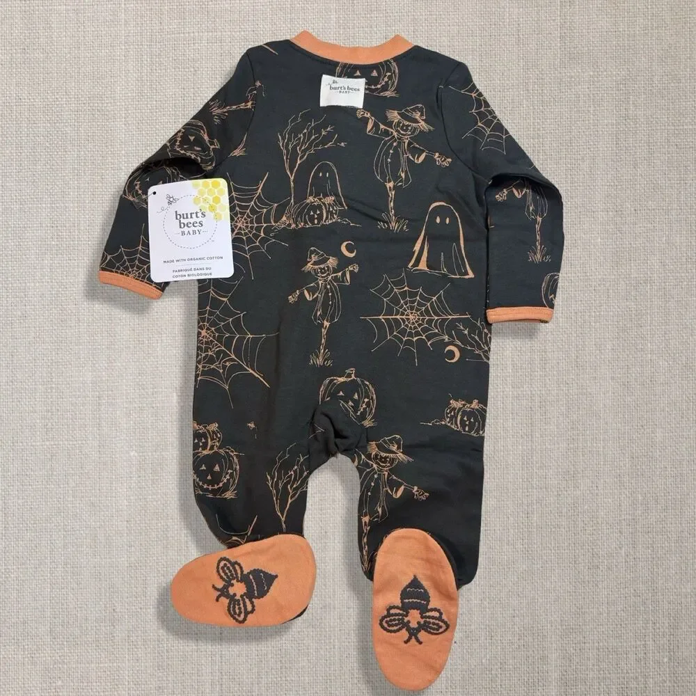 Burt’s Bees Baby Halloween Footie Sleeper Organic Cotton NWT 0-3M Spooky Black